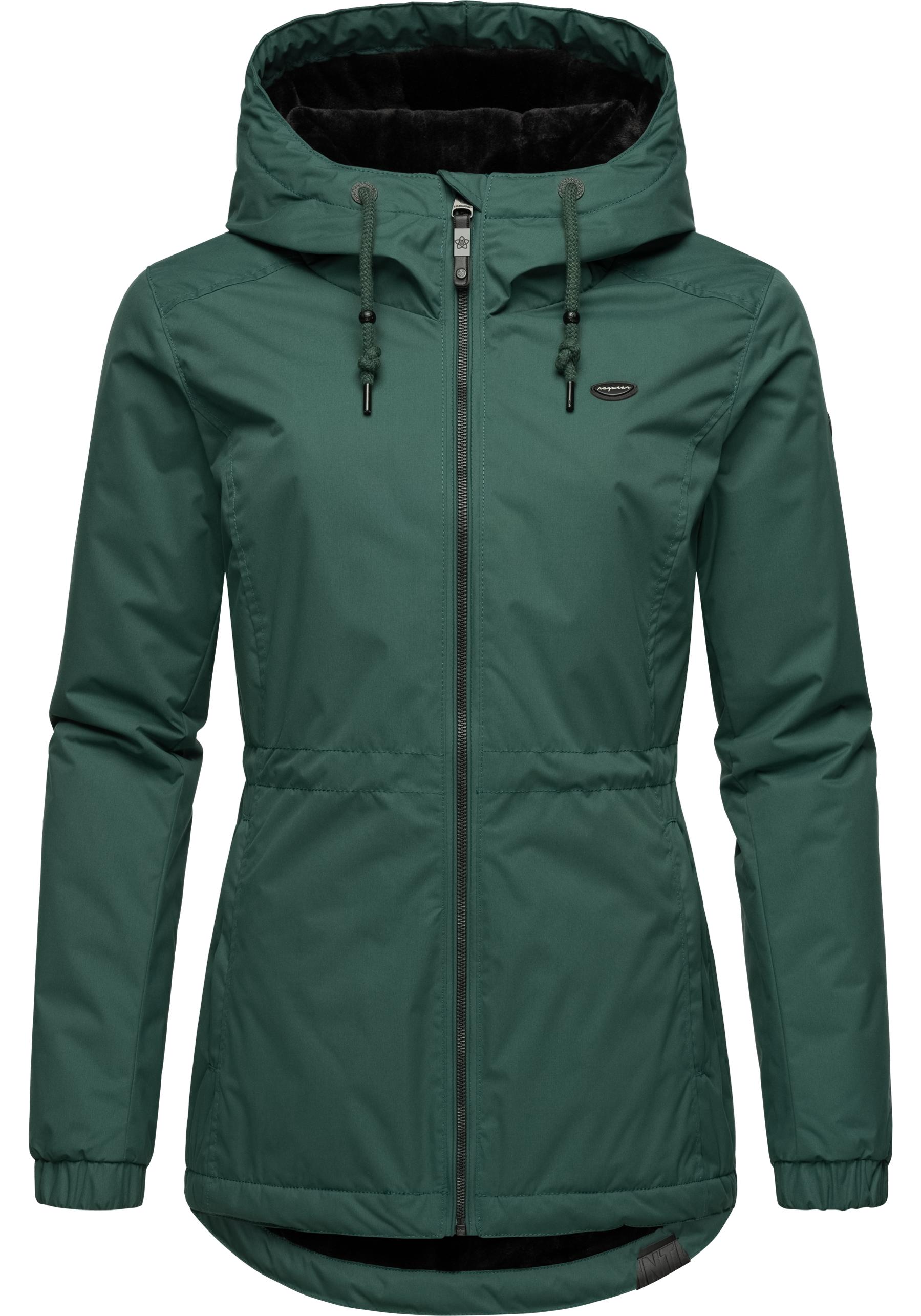 Winterjacke RAGWEAR "Dankka Warm", Damen, Gr. 4XL (48), grün (dunkelgrün), Obermaterial: 100% Polyester; Innenfutter: 100% Polyester; Wattierung: 100% Polyester, Basic, figurumspielend Po-bedeckend, hoch geschlossener Ausschnitt, Ärmel ohne...