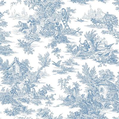 Campagne Toile Wallpaper - Blue - Ballard Designs