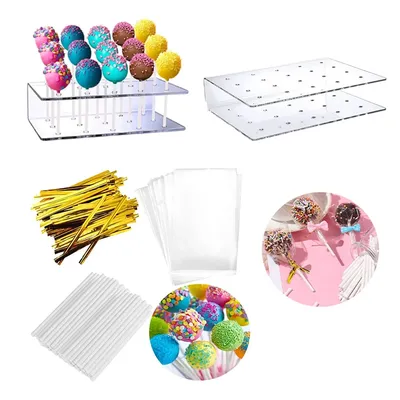 Lollipop Stick Cake Pop Snack Bag Wrap Snack Bars Golden Kinks 15-Loch transparentes Süßigkeitenregal für die Herstellung von Süßigkeiten und Schokolade