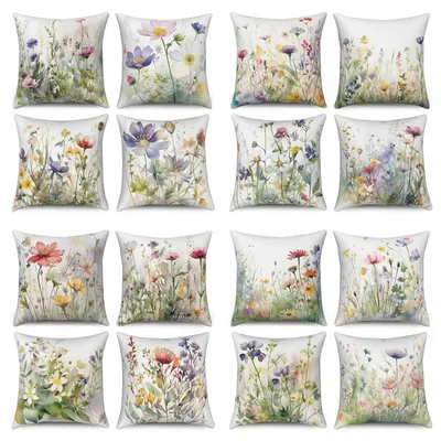Aquarell Blume werfen Kissen bezug Blüte Blumen druck Muster Wohnkultur Sofa quadratische Kissen Image