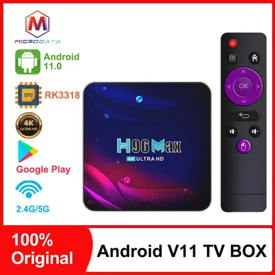 Android TV BOX H96 Max V11, Android 11.0 Set-Top-Box 4K, 4G+64GB 2G+16GB RK3318 Quad-Core, WiFi 2,4G/5G, Smart IPTV Android Box