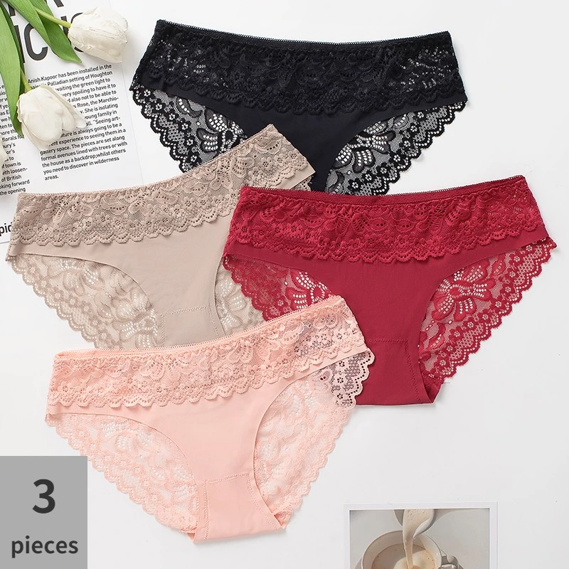 TrowBridge Sexy Spitze Damen Höschen Transparent Solide Dessous Niedrige Taille Weibliche Slips Aushöhlen Atmungsaktive Nahtlose Unterwäsche Image