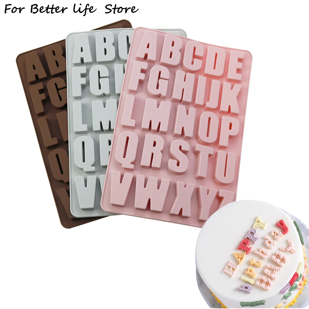 1 Stücke Silikagel 26 Großbuchstaben Kuchenform 26 Loch Buchstaben Schokoladenform DIY Große Buchstaben Rechteck