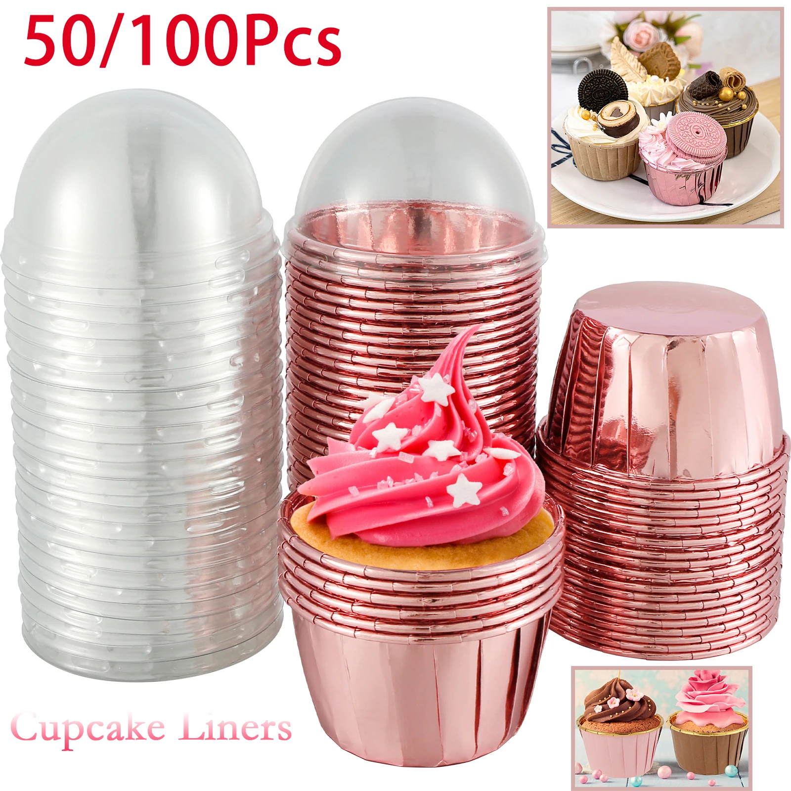 50/100Pcs 156ml Aluminium Folie Pudding Tasse mit Deckel Einweg Mini Folie Cupcake Liner Behälter Backform küche Liefert Image