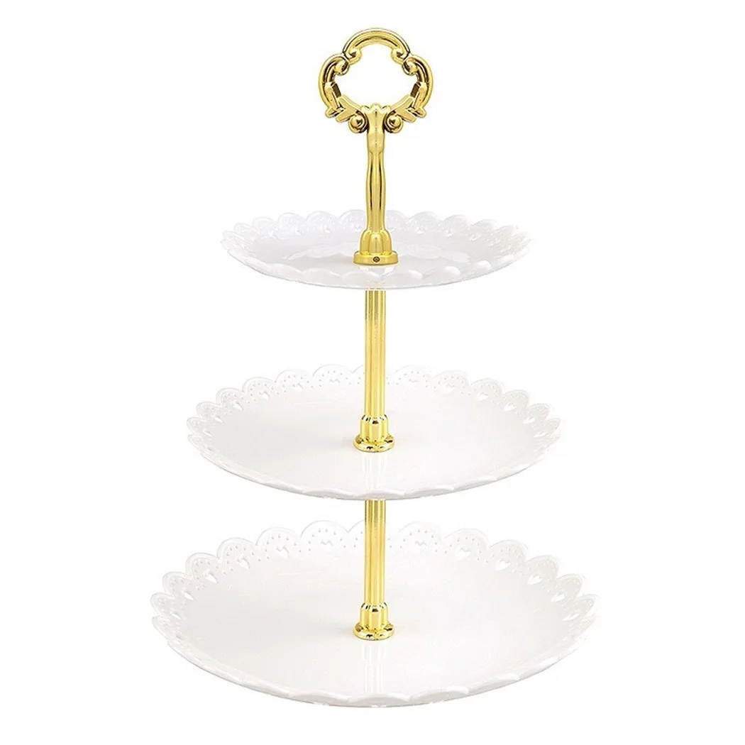 3-lagiger Kuchenständer, Obstteller, Tablett, Display, Geburtstagsfeier, Dessert, Hochzeit, dreilagiger Kuchenzählung, Herzregal, Dessertteller Image