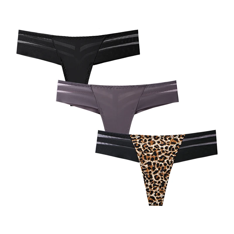 3-teiliges Damenhöschen, Dessous, Unterwäsche, Tangas, sexy Dessous, Sport, weiblicher Tanga für Frauen, Eisseide, nahtlose Höschen für Frauen Image