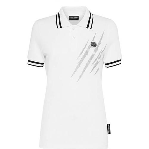 PLEIN SPORT Damen Polo SCRATCH, Größe XS in Weiß