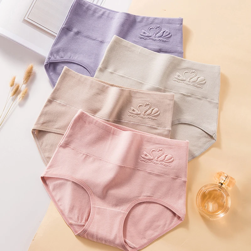4 pezzi mutandine da donna biancheria intima a vita alta taglie forti lingerie femminile slip in cotone traspirante Grils mutande slip da donna sexy
