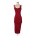 Fashion Nova Cocktail Dress - Midi Scoop Neck Sleeveless: Burgundy Dresses - Women's Size Small