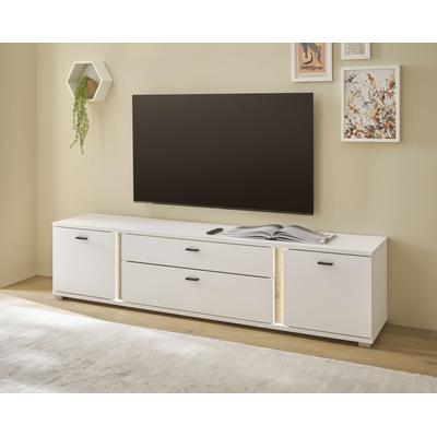 Lowboard INOSIGN "LONG ISLAND", weiß (weiß, eiche), B:200cm H:45cm T:42cm, Holzwerkstoff, Sideboards, in moderner Trendfarbe,inklusive senkrechter Beleuchtung,Breite 200 cm Image
