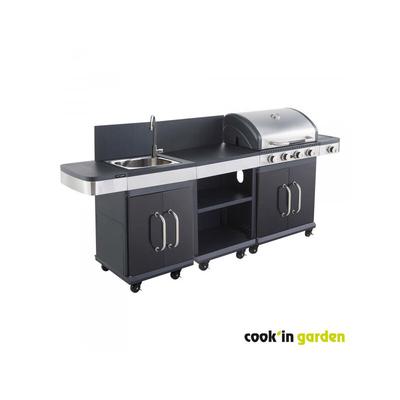 Cook'in Garden - Set Gasgrill - Grill/Plancha - fidgi 4 + Servierwagen + Spüle-Cook in Garden