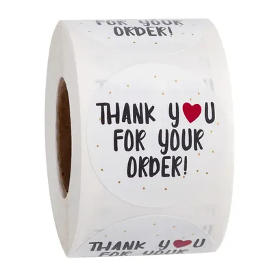 500pcs/roll 1inch Thank You Stickers Dessert Cake Baking Seal Stickers Cartoon Children's Reward