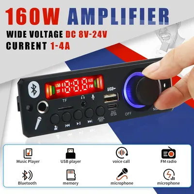 80W Amplifier Bluetooth 5.0 MP3 Decoder Board 12V Car MP3 Player USB FM Recording Folder Switching