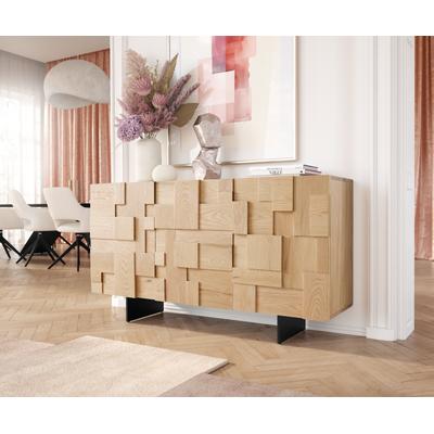 DELIFE Sideboard Puzzle 145 cm Eiche Natur Fuß schwebend Metall schwarz, Sideboards Image