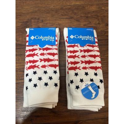 Columbia Underwear & Socks | Columbia Men's Pfg Crew Socks 3 Pairs Sz 6-12 Fish White/Red/Blue Lot Of 2 | Color: Blue/Red/White | Size: L