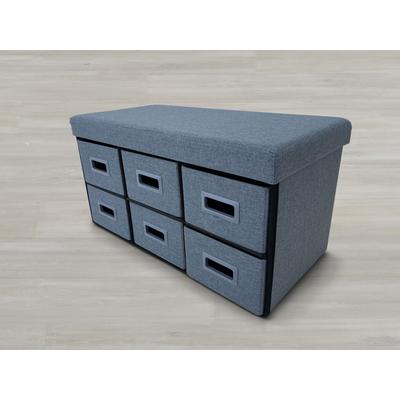 6-Drawer Storage Ottoman by BrylaneHome in Gray