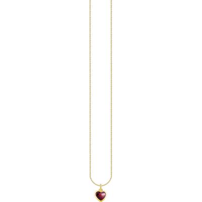 Kette mit Anhänger THOMAS SABO "Herz-Anhänger, KE2268-051-10-L45V, KE2268-414-10-L45V" Gr. 45, gold (gelbgoldfarben, rot), Halsketten, Damen, 45, Silber 925 (Sterlingsilber), mit Zirkonia (synth.) Image