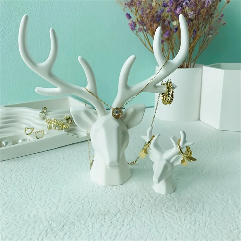 3D Deer Horn Schmuck Halskette Kristall Epoxidharz Form Lagerung Rack Silikon Form Hause Dekoration DlY Garten Zaun Dekoration Image
