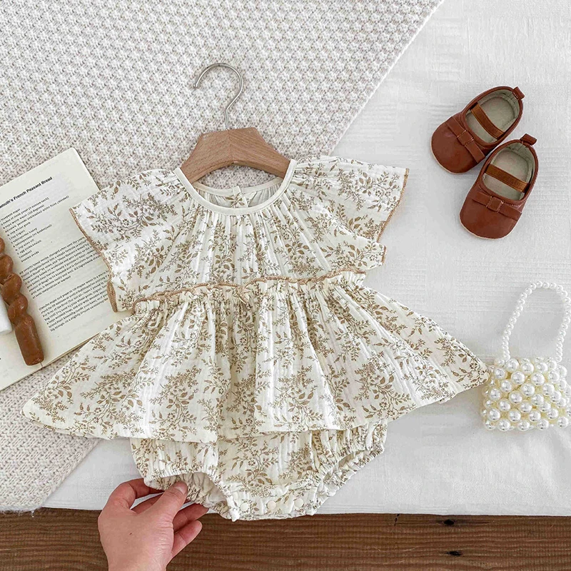 0-24m Baby Mädchen Kleidung neue Sommer Baby Stram pler Kleinkind Baby Mädchen Overall ärmellose Baumwolle Druck Neugeborenen Baby Stram pler Image