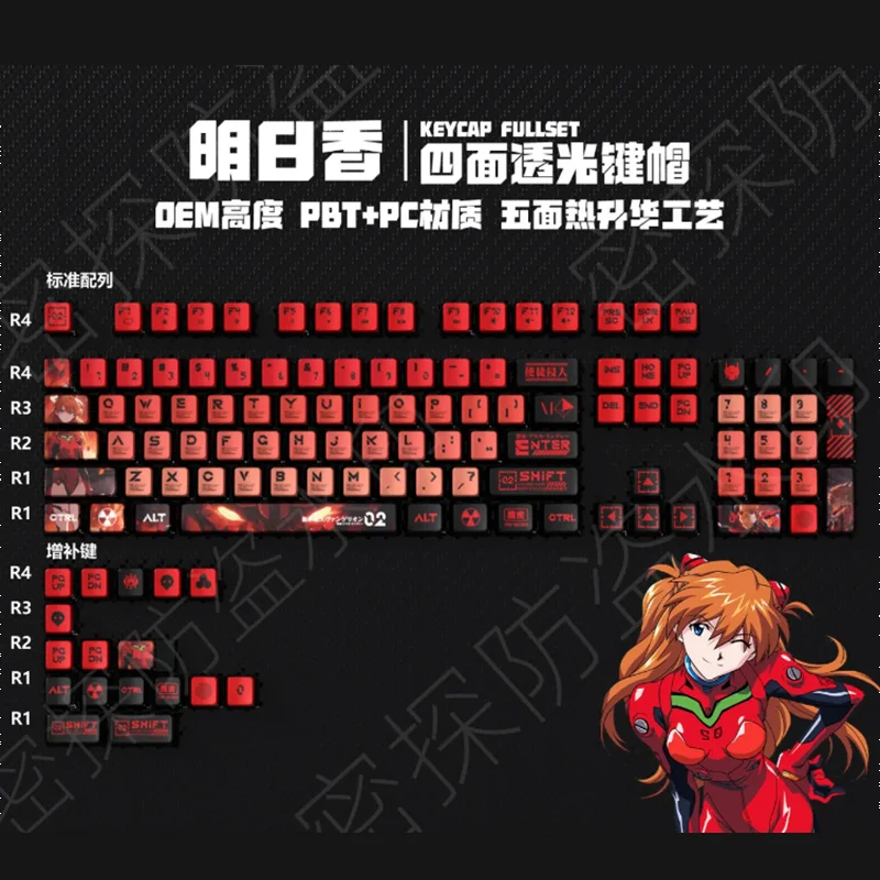 Neue Eva Rebuild Of Evangelion Anime Figur Vierseitige Seite Transparent Pbt Thermische Sublimation Transparent Kristall Schlüssel Kappe Geschenk Image