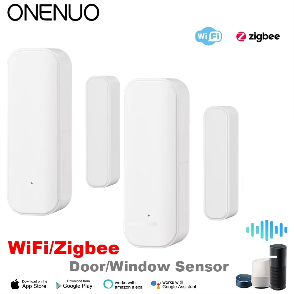 WiFi oder Zigbee Fenster-Tür-Sensor mit Akku Smart Home Security Alarm System Sprachsteuerung über Alexa Google Home Smart