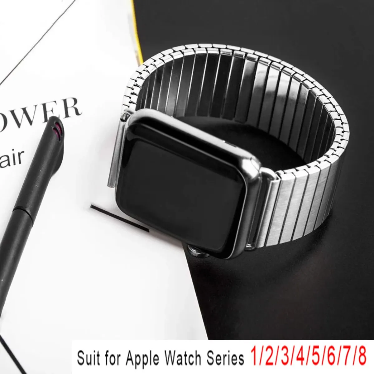 Elastisches Armband für iwatch 38mm 40mm 44mm 42mm Frau Edelstahl band für Apple Watch Serie 6 5 4 3 se 7 41mm 45mm Armband Image
