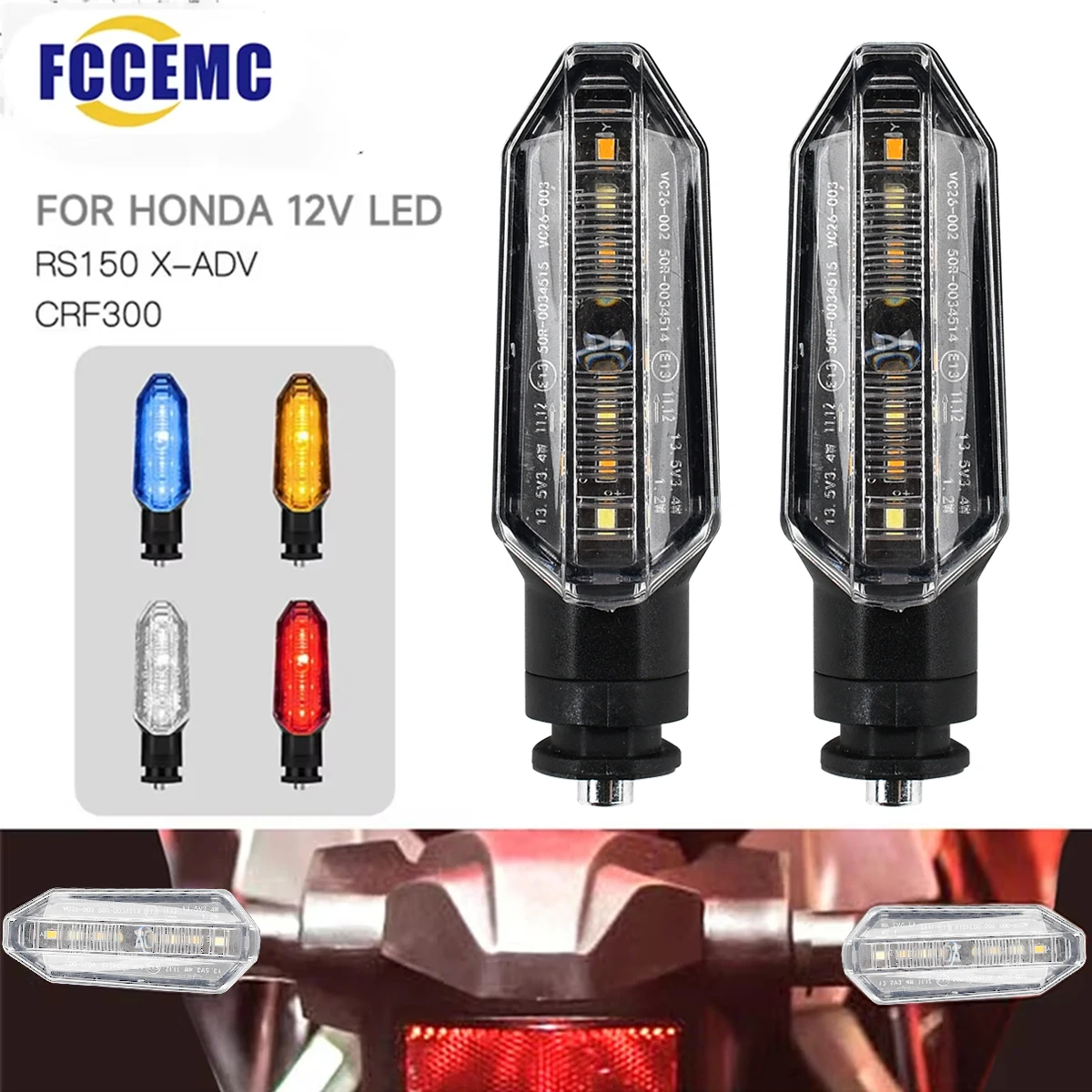 Indicatori di direzione a LED per moto 2 pezzi Indicatore di direzione lampeggiante giallo che scorre Indicatore di direzione per moto Biker per accessori Honda Yamaha