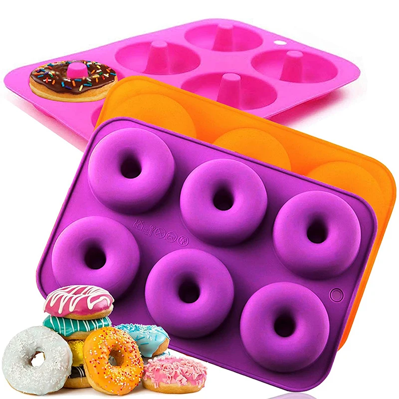 Silikon-Donutform mit 6 Mulden, Schokolade, Dessert, Backform, antihaftbeschichtet, Silikon-Kuchenform, Ofen-Backwerkzeuge, Kuchendekorationswerkzeuge Image