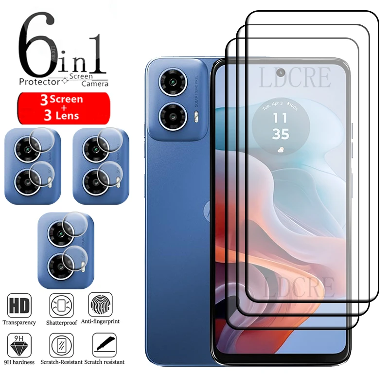 6 en 1 pour Motorola Moto G34 verre pour Moto G34 G 34 Film de verre trempé complet Gover 9H protecteur d