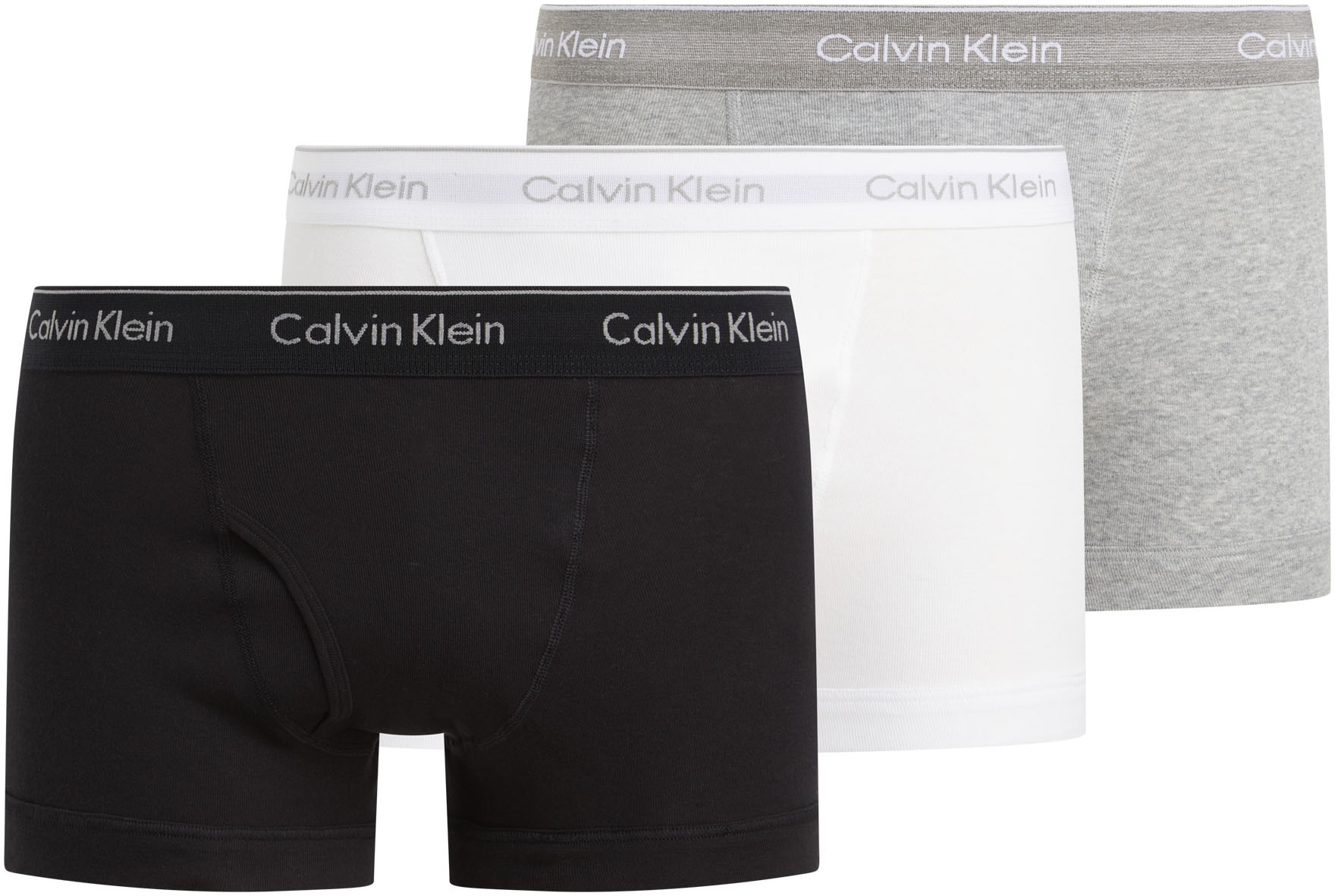 Trunk "TRUNK 3PK", Damen, Gr. M (50), schwarz-weiß (schwarz, grau heather, weiß), Jersey, Obermaterial: 100% Baumwolle, CALVIN KLEIN UNDERWEAR, unifarben, körpernah, Unterhosen, mit Logo-Elastikbund