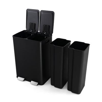 Costway 2 x 8 Gal Dual Compartment Trash Can-Black