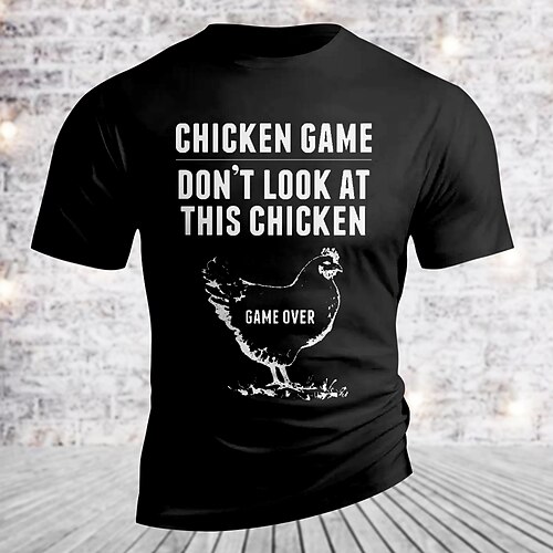 Hühnerspiel Schau dir dieses Hühnchen nicht an Spiel beendet Herren Lustiges Wortspiel Grafik T-Shirt Kurzarm Image