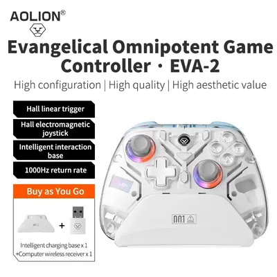 Aolion K10 Gaming Controller With Charging Dock RGB Wireless Gamepad Hall Effect Joystick Trigger