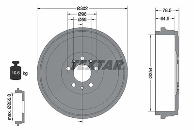Textar 1x Bremstrommel [Hersteller-Nr. 94045400] für Fiat, Vauxhall, Opel Image