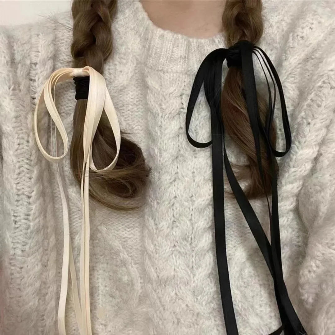 Koreanische Streamer Bogen Kopfschmuck Für Frau Mädchen Süße Gebunden Haar Lange Band Elastische Pferdeschwanz Kopf Seil Gummiband Haar Zubehör Image