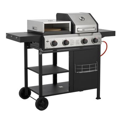 Gasgrill EL FUEGO "Kombigrill 3-in-1 Boston", schwarz, B:117cm H:117cm T:60,5cm, Grills, inkl. Pizzastein und Planchaplatte als Zubehör Image