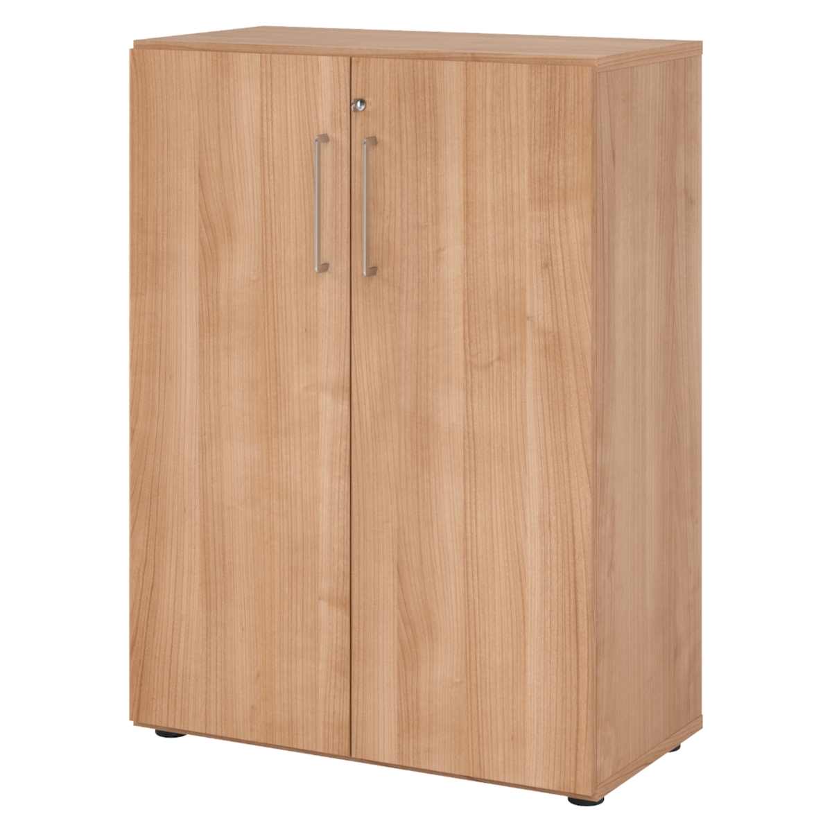 bümö Aktenschrank abschließbar, Büroschrank Holz 80cm breit in Nussbaum - abschließbarer Schrank mit Aktenregal für's Büro & Arbeitszimmer, Büro