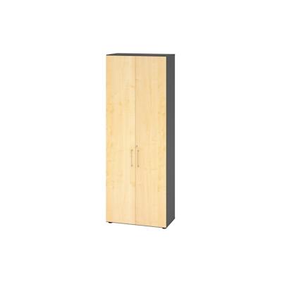 bümö Aktenschrank abschließbar, Büroschrank Holz 80cm breit in Graphit/Ahorn - abschließbarer Schrank mit Aktenregal für's Büro & Arbeitszimmer, Büro Image