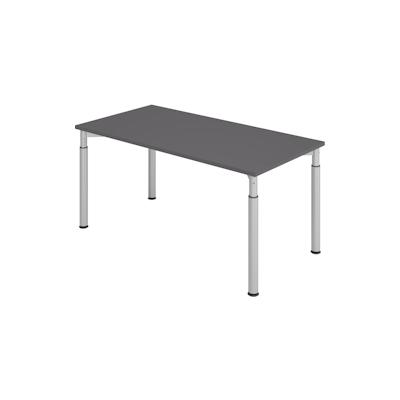 bümö höhenverstellbarer Schreibtisch 160x80 cm in graphit, Gestell silber - PC Tisch höhenverstellbar & groß, höhenverstellbarer Tisch Büro, großer Image
