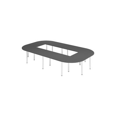 bümö Konferenztisch O-Form 400x240 cm großer Besprechungstisch in graphit, Besprechungstisch mit Chromfüßen, Meetingtisch für 14 Personen, Tisch für Image