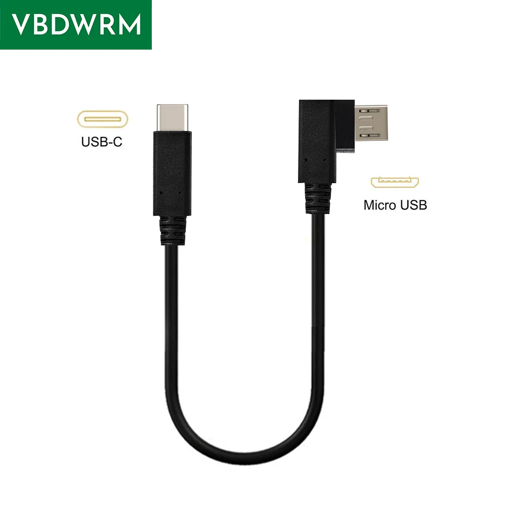Cavo USB C a Micro USB angolato Cavo corto USB tipo C a Micro USB OTG Cavo di sincronizzazione dell'alimentazione da USB-C a Micro USB per Samsung XiaoMi Huawei