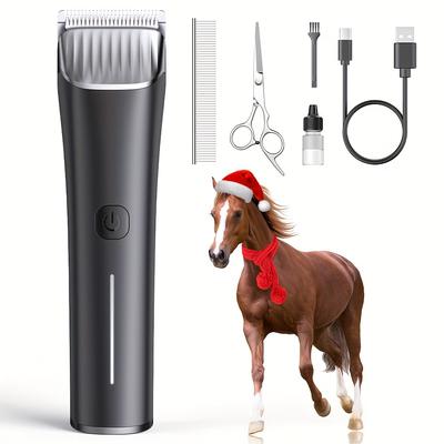 TEMU Oneisall Horse Clippers, Low Noise Horse Trimmer Shaver Kit For Matted Long Hair, 2 Speed Cordless Grooming Clippers For Horse