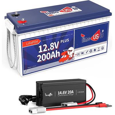 12V 200Ah plus LiFePO4 Akku Lithium Batterie+14,6V 20A Batterieladegerät für 12V LiFePO4