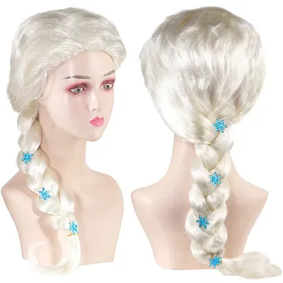 Princess Girls Elsa Cosplay Wig Cute Snow Queen Dress Up Briad Elsa Hair Cosplay Wigs Halloween