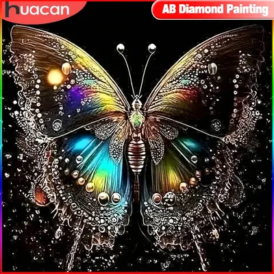 HUACAN 5D Diamond Painting Butterfly Full AB Square Round Drill Mosaic Animal Rhinestone Pictures