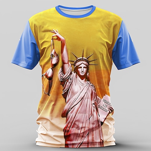 Männer T-Shirt Grafisches Kurzarm-Design der Freiheitsstatue Frauenlibbra feministische Lebensstil Tee Image