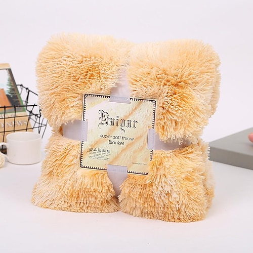 Weiche, flauschige Kunstpelz-Überwurfdecken, solide, wendbare, leichte, lange, zottelige Decke, flauschige, kuschelige, bequeme Mikrofaser-Fleece-Decken, Dekoration für Couch, Schlafsofa Image