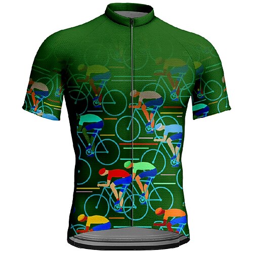 Herren Radtrikot Grafik Kurzarm Fahhrad T-Shirt Trikot mit 3 Gesäßtaschen Mountainbike MTB Schnelltrocknend Anatomisches Design Feuchtigkeitsableitend Atmungsaktiv Sport Schwarz Gelb Rot Bekleidung Image
