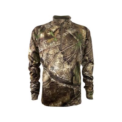 MidwayUSA Men's Elk Fork Grid Fleece Quarter Zip Long Sleeve Shirt, Realtree APX SKU - 233012