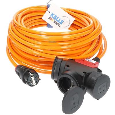 Kalle Verlängerungskabel Schuko 2,5mm² 3-Fach Kupplung Extreme Signal Orange IP44 15 Meter Image